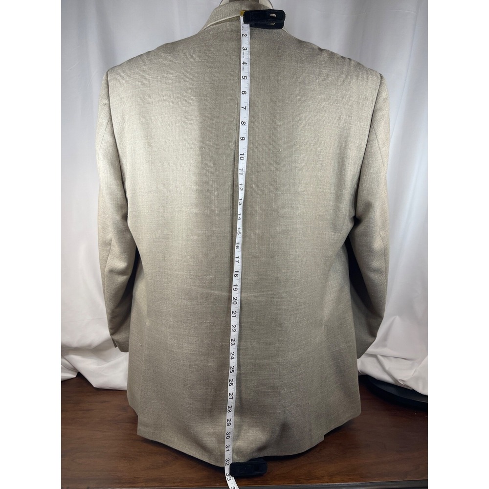 Linen Blend Summer Blazer 48 Long Khaki Taupe Izod Sports Coat Men's 48 Long EUC - Picture 9 of 13